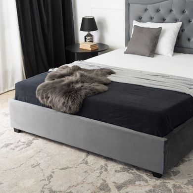 Ліжко оксамитове MEBEL ELITE APOLLO Velvet 120x200см Сірий фотографія