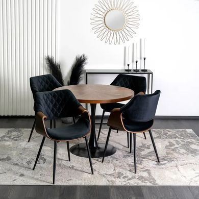 Стілець оксамитовий MEBEL ELITE DAKOTA Velvet чорний / горіховий фотографія
