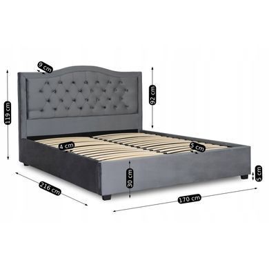 Ліжко оксамитове MEBEL ELITE APOLLO Velvet 120x200см Сірий фотографія