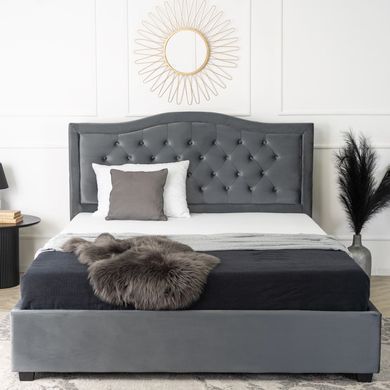 Ліжко оксамитове MEBEL ELITE APOLLO Velvet 120x200см Сірий фотографія