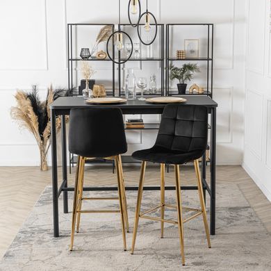 Барный стул бархатный MEBEL ELITE ARIEL Velvet Черный / Золотой фотография