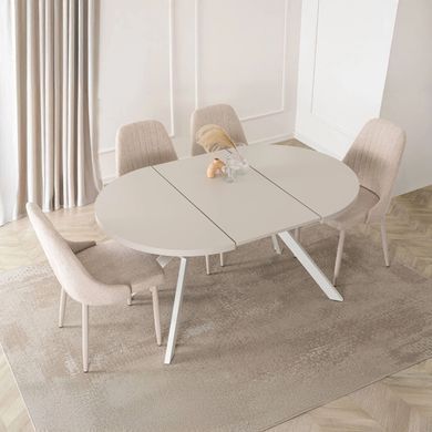 Стол раскладной круглый MEBEL ELITE LUKAS 100(250)х100 см Кашемир/белый фотография