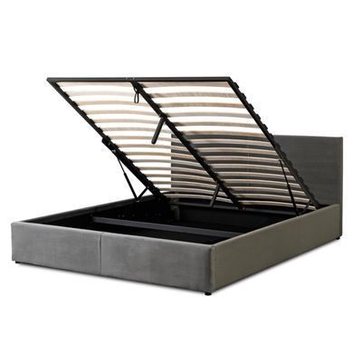 Ліжко двоспальне оксамитове MEBEL ELITE MONICA Velvet 160x200 Сірий фотографія