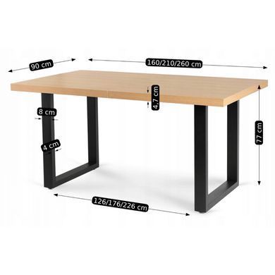 Комплект стіл MEBEL ELITE EDWIN 160(260)х90 см Дуб Золотий / Чорний +8 стільці IRYS Чорний фотография