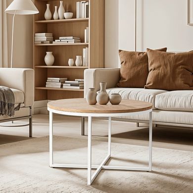 Журнальний столик HANTEL MEBEL ELITE 70x70 Дуб золотий/ Білий фотографія