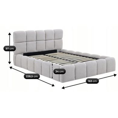 Ліжко двоспальне MEBEL ELITE MURACJA 140x200 см Сірий Букле фотографія