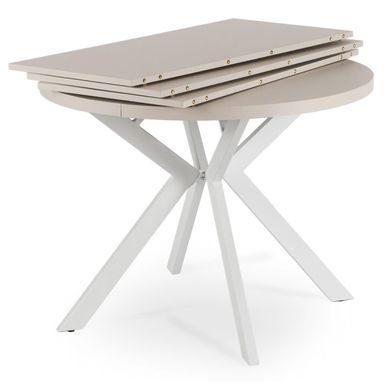 Стол раскладной круглый MEBEL ELITE LUKAS 100(250)х100 см Кашемир/белый фотография