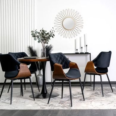 Стілець оксамитовий MEBEL ELITE DAKOTA Velvet чорний / горіховий фотографія