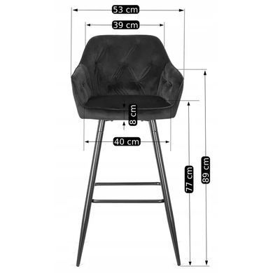 Барный стул бархатный MEBEL ELITE SALEM Velvet черный / черный фотография