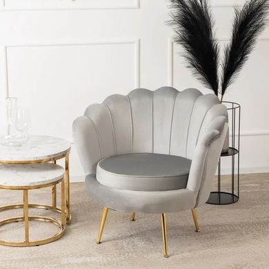 Кресло мягкое бархатное MEBEL ELITE ANGEL Velvet Серый фотография