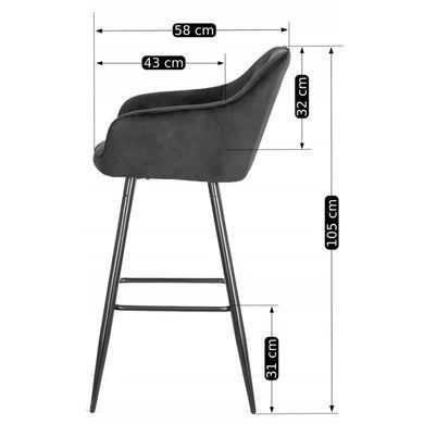 Барный стул бархатный MEBEL ELITE SALEM Velvet черный / черный фотография