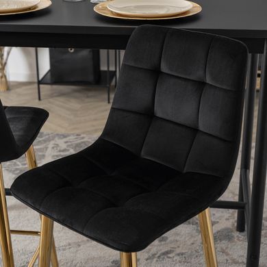 Барный стул бархатный MEBEL ELITE ARIEL Velvet Черный / Золотой фотография