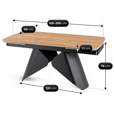 Стол раскладной MEBEL ELITE VERONA 160(240)х90 см Дуб золотой/черный фотография