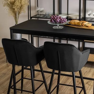 Барный стул бархатный MEBEL ELITE SALEM Velvet черный / черный фотография