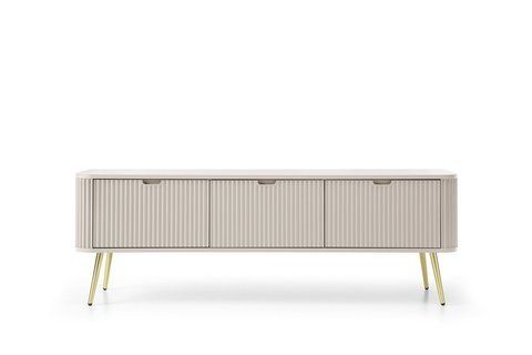 Тумба під телевізор Perfect Home Зова / Zova 3-дверна з золотими ніжками RTV168 Кашемір фотографія