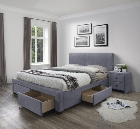 Кровать MODENA 3 Velvet Halmar 160x200 Серый фотография