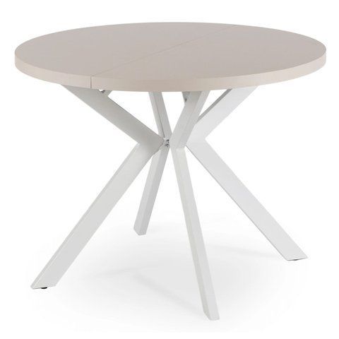 Стіл розкладний круглий MEBEL ELITE LUKAS 100(250)х100 см Кашемір/білий фотографія