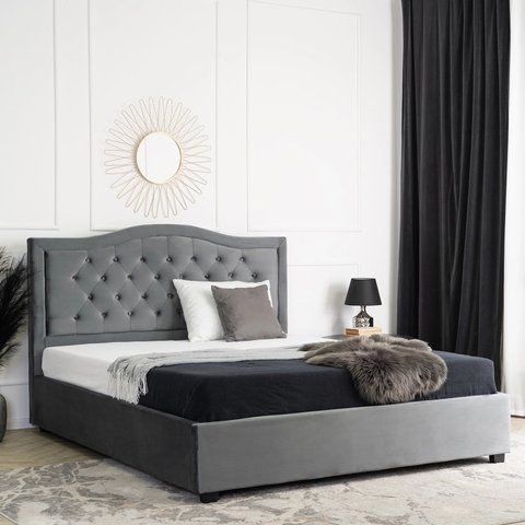 Кровать бархатная MEBEL ELITE APOLLO Velvet 120x200см Серый фотография