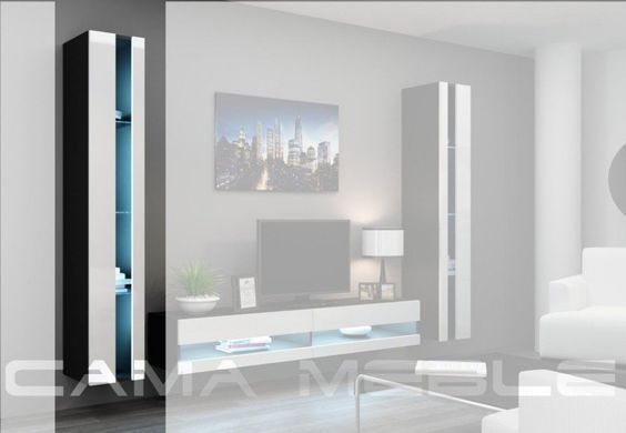 Витрина навесная VIGO Cama 180 New Черный Мат / Белый Глянец фотография