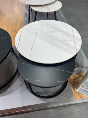 Журнальный столик FERRANTE B Керамика Signal 80x80 Эффект Мрамора Белый/Черный /Черный Мат фотография