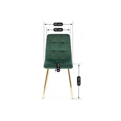 Стілець оксамитовий MEBEL ELITE YORK Velvet, Зелений / Золотий фотографія