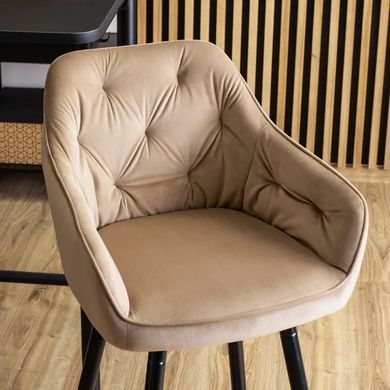 Барный стул бархатный MEBEL ELITE SALEM Velvet бежевый / черный фотография