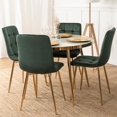 Стілець оксамитовий MEBEL ELITE YORK Velvet, Зелений / Золотий фотографія