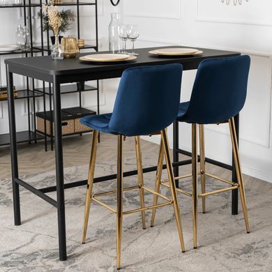 Барный стул бархатный MEBEL ELITE ARIEL Velvet Синий / Золотой фотография