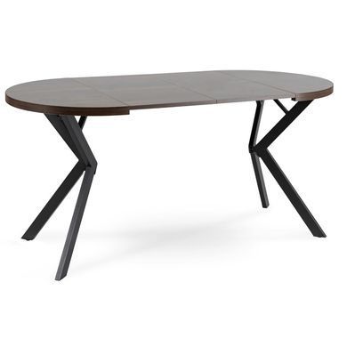 Стол раскладной круглый MEBEL ELITE DORIAN 80(160)х80 см Орех/Черный фотография