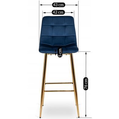 Барный стул бархатный MEBEL ELITE ARIEL Velvet Синий / Золотой фотография