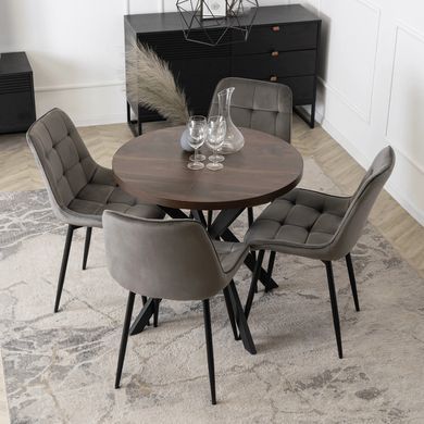 Стол раскладной круглый MEBEL ELITE DORIAN 80(160)х80 см Орех/Черный фотография