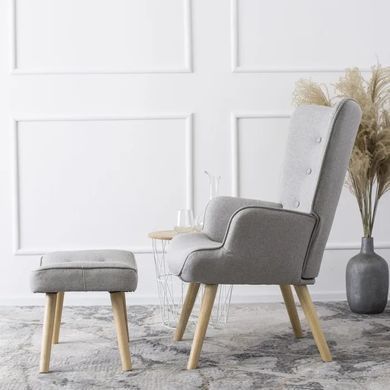 Крісло м'яке з підставкою для ніг MEBEL ELITE LOZANO 2 тканина Сірий фотографія