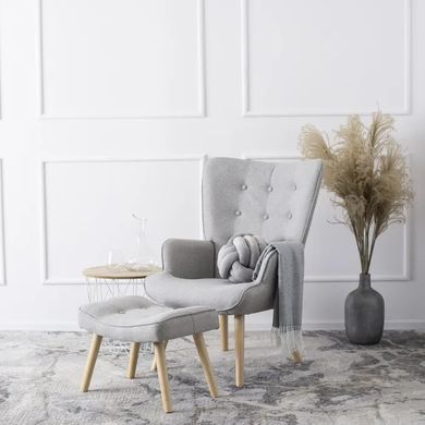 Крісло м'яке з підставкою для ніг MEBEL ELITE LOZANO 2 тканина Сірий фотографія