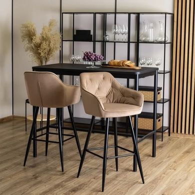 Барный стул бархатный MEBEL ELITE SALEM Velvet бежевый / черный фотография