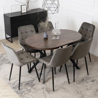 Стол раскладной круглый MEBEL ELITE DORIAN 80(160)х80 см Орех/Черный фотография