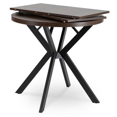 Стол раскладной круглый MEBEL ELITE DORIAN 80(160)х80 см Орех/Черный фотография