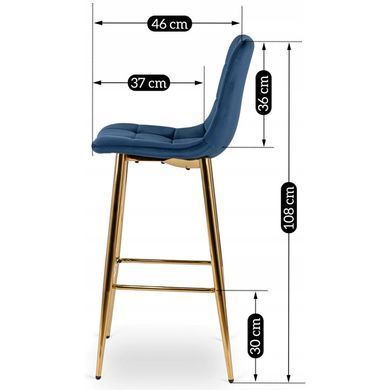 Барный стул бархатный MEBEL ELITE ARIEL Velvet Синий / Золотой фотография