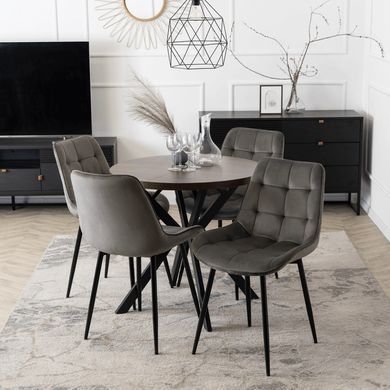 Стол раскладной круглый MEBEL ELITE DORIAN 80(160)х80 см Орех/Черный фотография