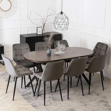 Стол раскладной круглый MEBEL ELITE DORIAN 80(160)х80 см Орех/Черный фотография