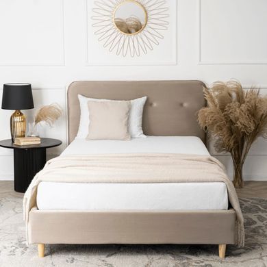 Ліжко двоспальне оксамитове MEBEL ELITE DENNIS Velvet 120x200 Беж фотографія