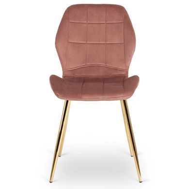 Комплект стіл MEBEL ELITE TINGA 100х100 см Чорний/золото +4 стільці IRYS Velvet Рожевий/золото фотографія
