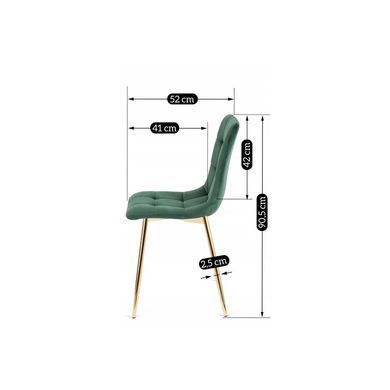 Стілець оксамитовий MEBEL ELITE YORK Velvet, Зелений / Золотий фотографія