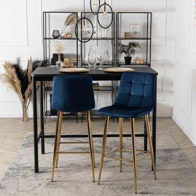 Барный стул бархатный MEBEL ELITE ARIEL Velvet Синий / Золотой фотография