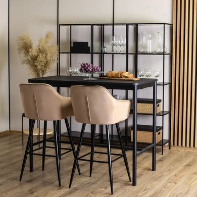 Барный стул бархатный MEBEL ELITE SALEM Velvet бежевый / черный фотография