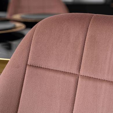 Комплект стіл MEBEL ELITE TINGA 100х100 см Чорний/золото +4 стільці IRYS Velvet Рожевий/золото фотографія