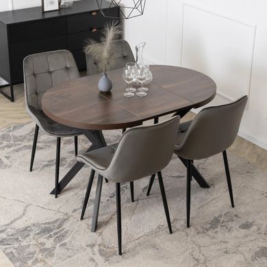 Стол раскладной круглый MEBEL ELITE DORIAN 80(160)х80 см Орех/Черный фотография