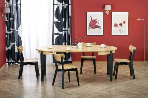 Стол раскладной SORBUS Halmar 100/200x100 Дуб / Черный фотография