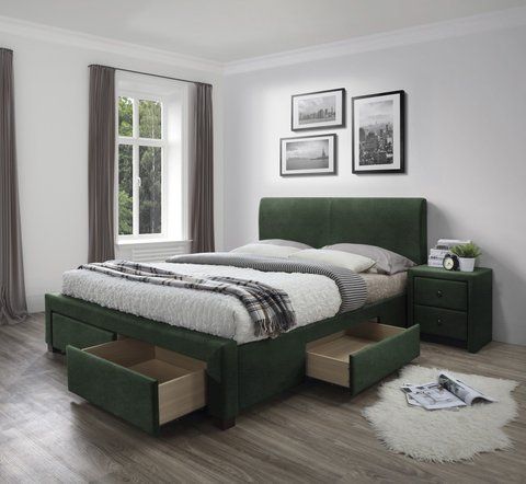 Кровать MODENA 3 Velvet Halmar 160x200 Зеленый фотография