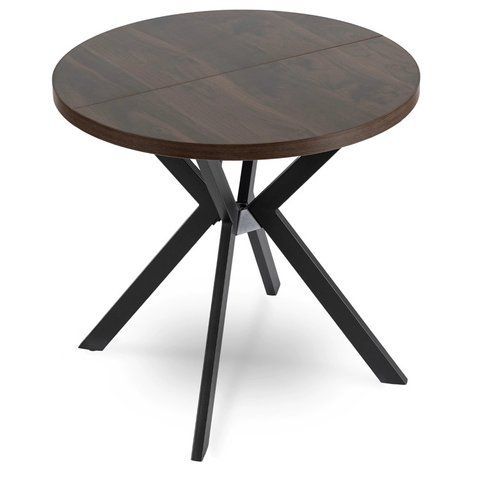 Стол раскладной круглый MEBEL ELITE DORIAN 80(160)х80 см Орех/Черный фотография