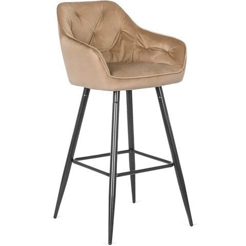 Барный стул бархатный MEBEL ELITE SALEM Velvet бежевый / черный фотография